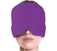 Gorro Migraine Relief Cap - Reutilizable Máscara Migraña y Cefalea, Bolsa de Hielo en Gel, Compresa Fría (Morado)