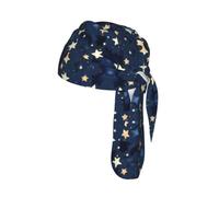 Gorro moderno con estampado de cielo y estrellas, color azul marino, con calavera, absorbe la humedad, para debajo del casco, 56 a 61 cm