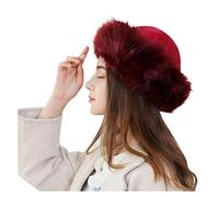 Gorro mongol cálido para mujer, orejeras sólidas, de invierno, a la moda, de lana gruesa y sólida, gorras de béisbol, diadema, visera, Vino, Talla única