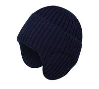Gorro Mujer - Sombrero Cálido Al Libre para Hombres Y Mujeres En El Borde De Invierno Gorro De Lana De Tejer Grueso Gorro De Orejera A De Frío (Navy One Size)