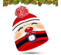 Gorro Navidad Adulto, Gorro de Navidad con Luces, LED Gorros de Papá Noel, Gorros de Punto Sombrero de Santa, Invierno Cálido Christmas Hat para Hombres Mujeres Complementos Navideños Accesorios(C)