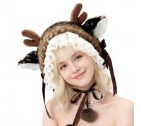 Gorro navideño con cuernos de reno Diadema con Protección Térmica para | Gorro con Protección Auditiva y Astas Navideñas Para mujeres y niñas esquí excursión viaje ciclismo senderismo