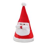Gorro Navideño de Baile Cantando, Gorro de Papá Noel con Luz Intermitente, Gorro Navideño de Terciopelo de Felpa en el Tradicional Gorro de Fiesta Rojo Blanco para Navidad Suministros de Fiesta(#1)