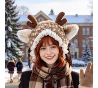 Gorro Navideño de Reno Diadema Térmica Suave y Cortavientos Navideña para | Gorro Cálido y Cortavientos para Senderismo Acampada Mochilero Esquí Excursión Viajes y Ciclismo