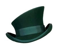 Gorro negro asimétrico sombrero de lana para mujer hombre unisex sombrero Steam Punk sombrero cilindro banda de moda sombrero decorativo sombrero de aviador con gafas, verde, Talla única