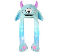 Gorro Orejas que se Mueven,Gorro Sonic Orejas,Gorro que Mueve las Orejas,Gorro con Orejas y Luces,Sombrero de peluche con luces LED,Cosplay de Navidad Sombrero de vacaciones (diablo de tres ojos)