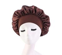 Gorro para Dormir para Mujer Banda Ancha para la Cabeza de Tela Suave y sin Frizz Ideal para Pelo Largo y Rizado Diseño Nocturno que Permanece Toda la Noche Café