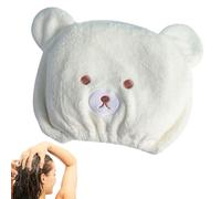Gorro para el cabello seco, sombrero para toalla de pelo | Sombrero para secar el diseño de oso de dibujos animados de forro polar,Toalla ajustable de secado rápido Turbante y