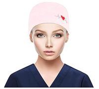 Gorro para mujer con estampado con banda para el sudor, gorro para hombre y bouffant con gorros quirúrgicos para niñas, rosa, Talla única