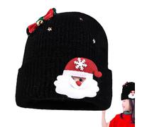 Gorro para mujer - Gorro navideño de punto, gorro para frío con Papá Noel y campana A | para las de Navidad, invierno, vacaciones, nieve, senderismo, ciclismo y frío, Negro , L