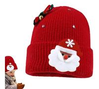 Gorro para mujer - Gorro navideño de punto, gorro para frío con Papá Noel y campana A | para las fiestas de Navidad, invierno, vacaciones, nieve, senderismo, ciclismo y frío, rojo, L