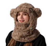 Gorro para mujer, resistente al viento, máscara facial, gorro de invierno ajustable con orejas de oso, para exteriores, diario, viajes, esquí, viajes, vacaciones por la mañana, café