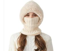 Gorro para mujer tres en uno sin ala, gorro de otoño/invierno para mujer, gorro con bufanda y mascarilla térmica resistente al frío, gorro para ciclismo al , gorro de esquí de invierno