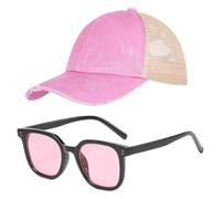 Gorro para Niña Ajustable De Malla Transpirable y Gafas De Sol - Protección Solar, Gorra De Béisbol para Niños, Equipo para Exteriores