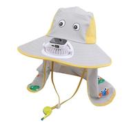 Gorro para niños con ventilador solar para niños, gorro de verano para excursiones en la playa con ventilador de carga USB integrado, ala ancha para exteriores, sombreros de jardín con SPF 50+, gris