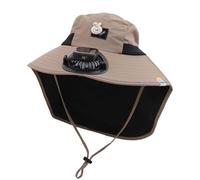 Gorro para niños con ventilador solar para niños, gorro de verano para excursiones en la playa con ventilador de carga USB integrado, ala ancha para exteriores, sombreros de jardín con SPF 50+, caqui