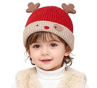 Gorro para niños y niños, gorro de invierno para niños, orejeras, gorros súper dibujos animados, gorros de punto cálido para niños y niñas de 3 a 7 años, rojo, talla única