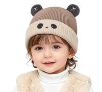 Gorro para niños y niños, gorro de invierno para niños, orejeras, gorros súper dibujos animados, gorros de punto cálido para niños y niñas de 3 a 7 años, café, talla única