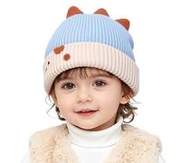Gorro para niños y niños, gorro de invierno para niños, orejeras, gorros súper dibujos animados, gorros de punto cálido para niños y niñas de 3 a 7 años, azul, talla única