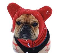Gorro para Perro con Capucha, Gorro cálido de Invierno para Perro, de Forro Polar Suave, Gorros Gruesos Ajustables con Bufanda y Orejas, Bonitos Suministros para Mascotas Rojos para pequeños, m