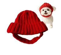 Gorro para perros con orificios para orejas - Stretchy Soft Knit Pet Beanie for Large & Medium Dogs, Comfortable Winter Snood for Cold Weather, Halloween & Christmas Photography Accessory | Red