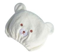 Gorro para secar el cabello: turbante de toalla de oso de dibujos animados de lana, gorro de ducha ajustable de absorción rápida, toalla para la cabeza de secado rápido para niños y niña