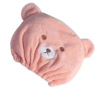 Gorro para secar el cabello: turbante de toalla de oso de dibujos animados de lana, gorro de ducha ajustable de absorción rápida, toalla para la cabeza de secado rápido para niños y niña