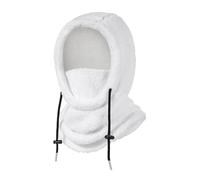 Gorro pasamontañas de Forro Polar cálido, Color Liso, mascarilla Facial de Invierno, Calentador de Cuello, Gorro con Capucha, protección contra el Viento y el frío, cubrecabezas, Bandana(White)