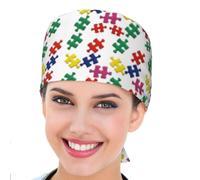 Gorro Patrón Repetitivo del Doble Rompecabezas del Autismo Gorros De Trabajo Absorción De Sudor Unisex Gorro Turbante para Chef Mujer Trabajador