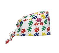 Gorro Patrón Repetitivo del Doble Rompecabezas del Autismo Gorros De Trabajo Reutilizable Absorción De Sudor Gorro Turbante para Trabajador Mujer Belleza