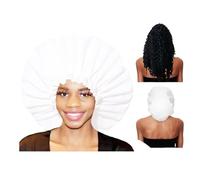 Gorro Pelo Rizado Dormir Gorros de Satén para Pelo Rizado con Banda Ancha Elástica para Mujeres y Niñas (White,2pcs)