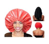 Gorro Pelo Rizado Dormir Gorros de Satén para Pelo Rizado con Banda Ancha Elástica para Mujeres y Niñas (Red,2pcs)