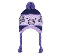Gorro Peruano de Frozen para Niños - Color Azul Oscuro y Azul Claro - Talla Única - Sombrero con Pompón, Trenzas y Estampado de Elsa - Producto Original Diseñado en España