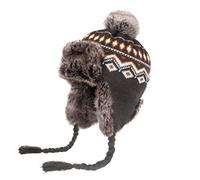 Gorro peruano de punto para mujer, gorro de invierno de lana cálida de ganchillo con borla de perú, gorro de esquí con orejeras (), gris, 6 7/8 / 7 1/4