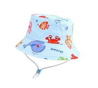 Gorro Pescador Mujer Sombreros de Cubo para niños Primavera y Verano, Sombrero Dibujos Animados for niñas, Gorra Playa for el Sol(Ocean Sky Blue,50cm(5-24 Months))