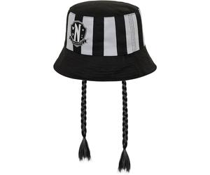 Gorro Pesquero Rayas Grises Con Trenzas Wednesday Miércoles Addams