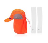 Gorro Poncho a Rayas Reflectantes y Par De Mangas Blancas De Protección Solar - Deportivo Transpirable Para Pesca y Trabajo - UV