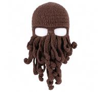 Gorro Pulpo Cortaviento,pasamontañas Cosplay Halloween,marrón | Gorro pulpo grueso de punto,pasamontañas cortaviento con tentáculos y ojos abiertos,invierno,esquí,Halloween y cosplay