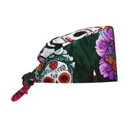 Gorro Quirofano Imagen del Día De Muertos Gorro De Chef Colorido Reutilizable Sombrero De Cocinero, para Médicos, Catering, Enfermeras, Cocinar