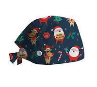 Gorro Quirurgico Navidad Gorros Quirurgico Color Liso Turbante Ajustable Enfermera Quirofano de Cirugía para Pelo Largo Corto Gorro de Trabajo Cocina (A01-As Shown, One Size)