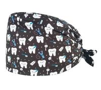 Gorro Quirúrgico para Dentistas, Gorro de enfermería, auxiliares dentales, higienistas, técnicos dentales. Odontología. Patrón Cepillado Dental - Seda Dental - Diente