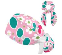Gorro quirúrgico para mujer de pelo largo, diseño floral de fresa, para enfermera, soporte para cola de caballo, Multicolor 3, Medium