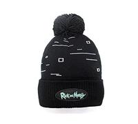 Gorro Rick and Morty Oficial. Gorra de PON PON. Modelo Negro con Detalles Blancos Boina 100% Acrílico. Talla única para Adultos.