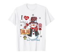 Gorro Rojo a Cuadros navideños con diseño de muñeco de Nieve con diseño de «Me Encanta Being Juju» Camiseta