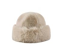 Gorro Ruso Elegante para Mujer, Gorro de Piel Suave, Gorro de Invierno, Gorro de Felpa, Gorro de Pelo cálido, Gorro de Ruso, cosaco (Beige)