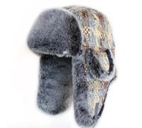 Gorro Ruso para Hombres y Mujeres, Gorro de Invierno Ruso, Protección Integral para Cabeza, Frente, Orejas para Caza, Esquí, Soldado, Actividades al Aire Libre en Invierno,Azul,L