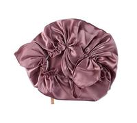 Gorro Saten Pelo Rizado Gorros de seda for dormir de noche for el cuidado del cabello de las mujeres con elástico que permanece en la cabeza 16 Momme(Mauve)