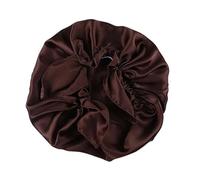 Gorro Saten Pelo Rizado Gorros de seda for dormir de noche for el cuidado del cabello de las mujeres con elástico que permanece en la cabeza 16 Momme(Brown)
