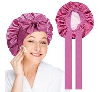 Gorro Saten Pelo Rizado Rosa, FUKPO Adjustable Silk Bonnet for Sleeping Gorro de Satin Mujer Niña, Bonete Gorro de Seda para Dormir Bonnet de Nuit en Soie Largo Corto Liso