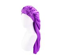 Gorro Seda Dormir Gorro largo de satén suave y sedoso for mujer, pelo Natural gorro rizado tamaño Extra grande con corbata for un sueño nocturno cómodo BañO(Purple)
